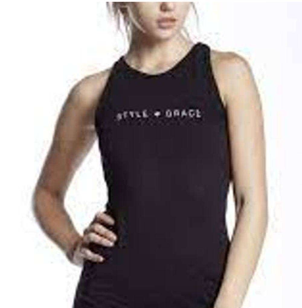 Style + Grace Navy Blue longline Sports Bra Top XS Cropped Yoga USA Good Fitness - Picture 1 of 5